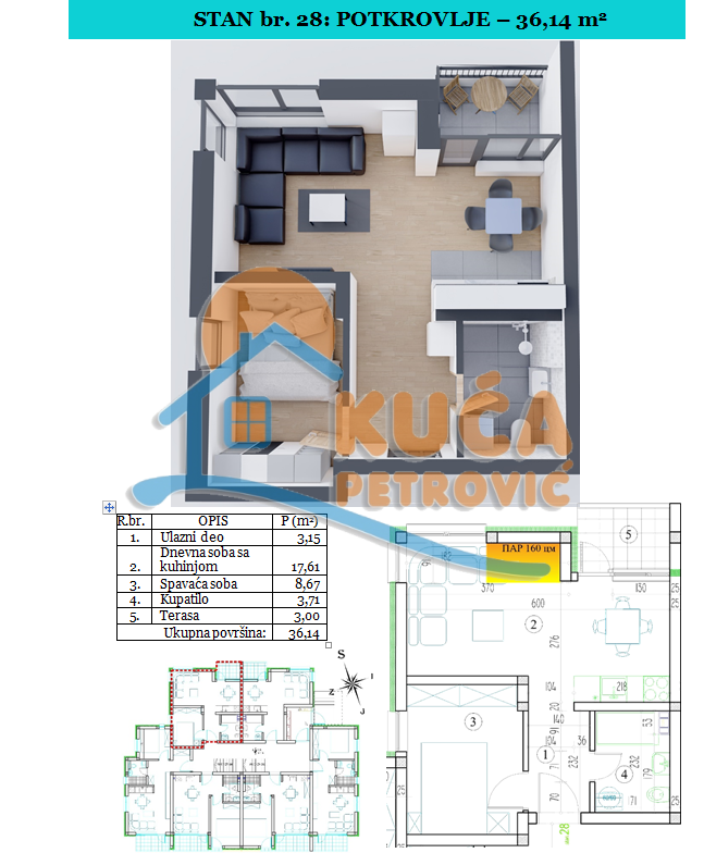 Jednosoban stan, 36.14 m2, Sokobanja ID: p-09530 6