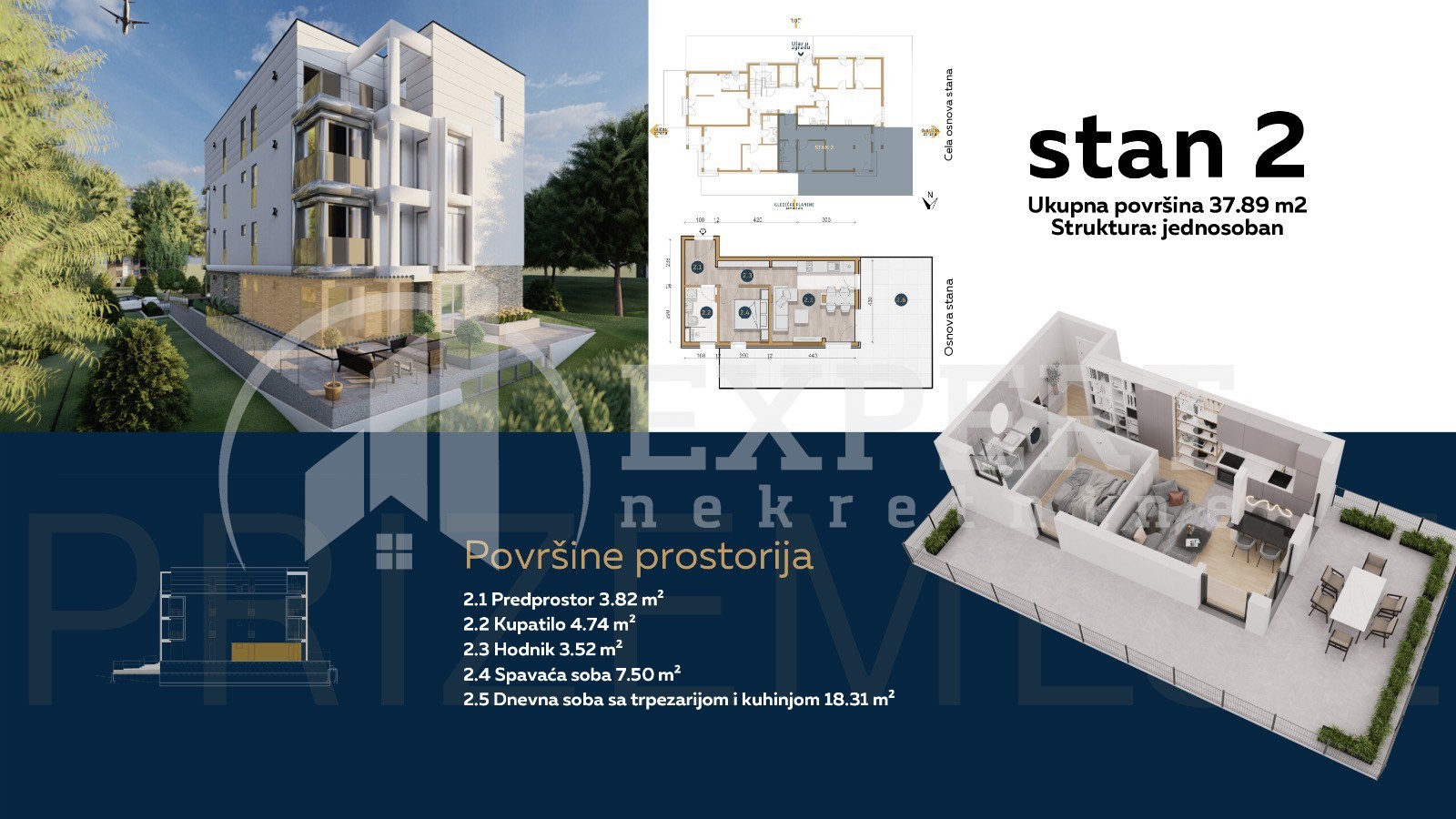 Jednosoban stan, 37.89 m2, Olimpijska ulica ID: p-08776 3