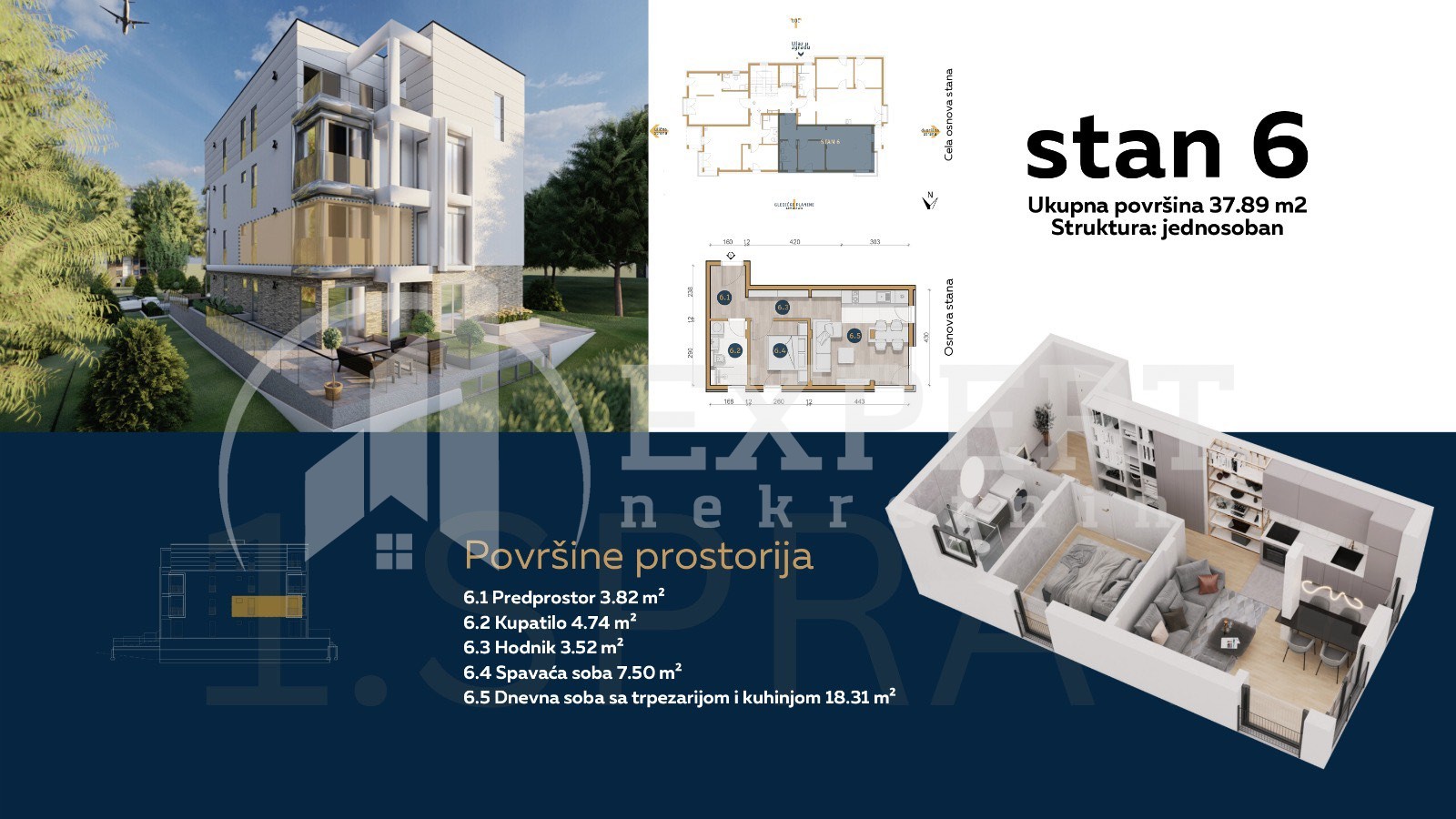 Jednosoban stan, 37.89 m2, Olimpijska ulica ID: p-08780 1