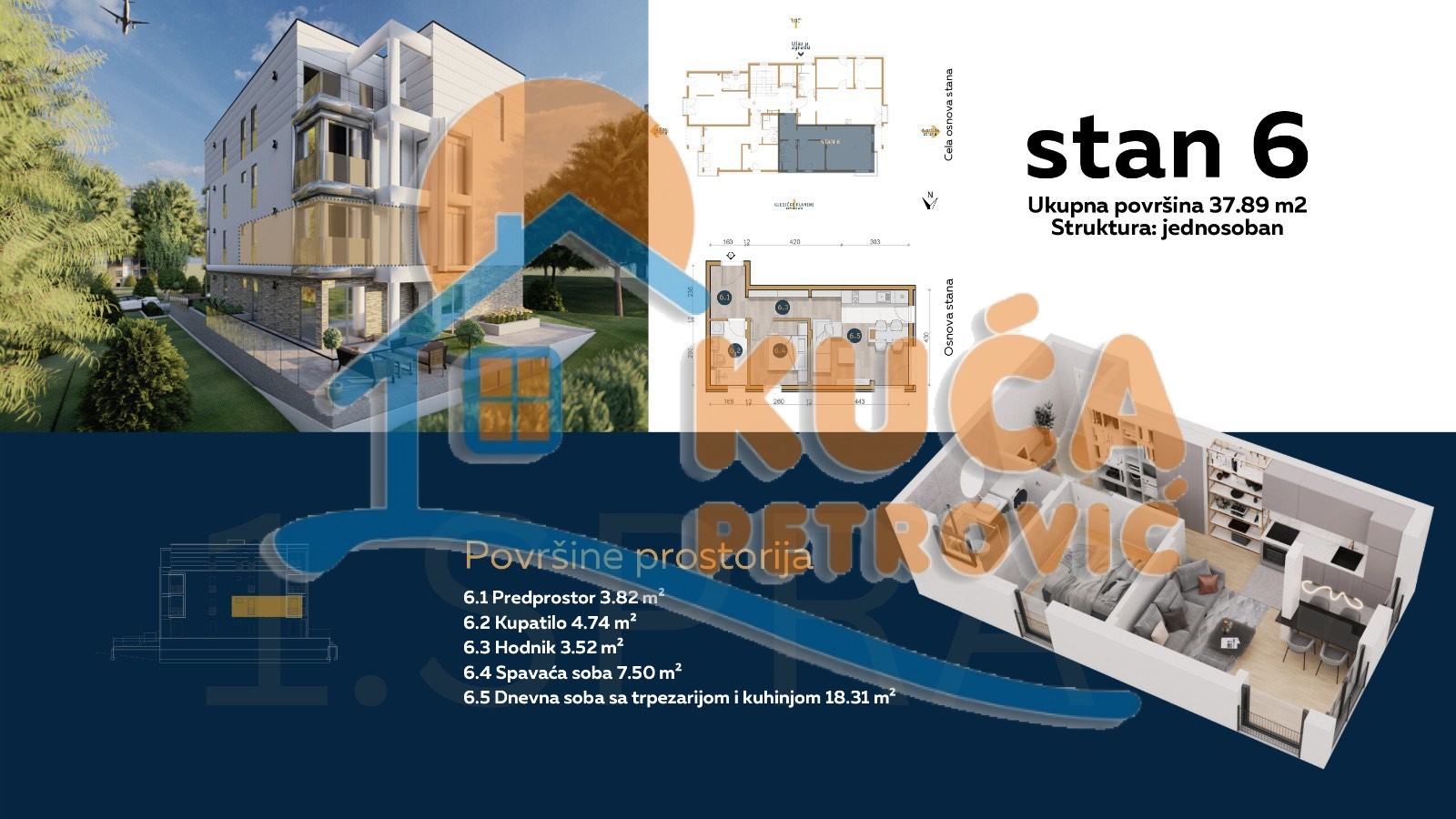 Jednosoban stan, 37.89 m2, Olimpijska ulica ID: p-08780 1