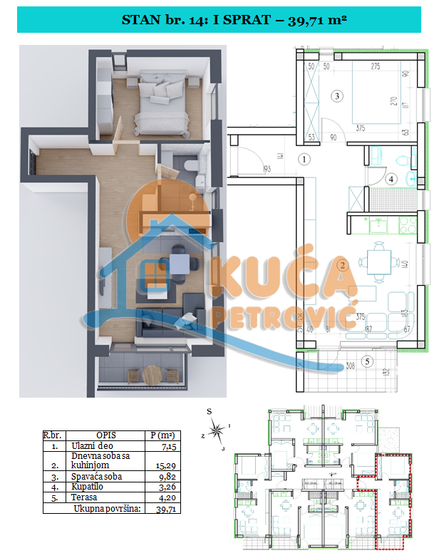 Jednosoban stan, 39.71 m2, Sokobanja ID: p-09533 2
