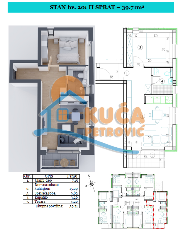 Jednosoban stan, 39.71 m2, Sokobanja ID: p-09533 3