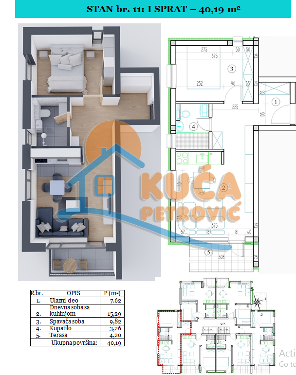 Jednosoban stan, 40.19 m2, Sokobanja ID: p-09532 3