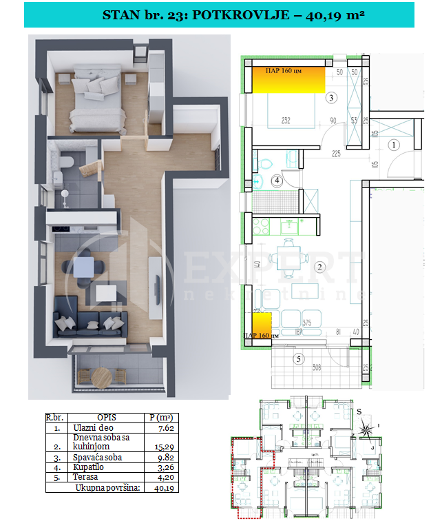 Jednosoban stan, 40.19 m2, Sokobanja ID: p-09532 2