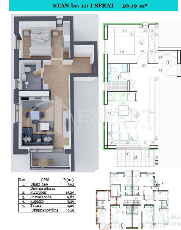 Jednosoban stan, 40.19 m2, Sokobanja ID: p-09532 3