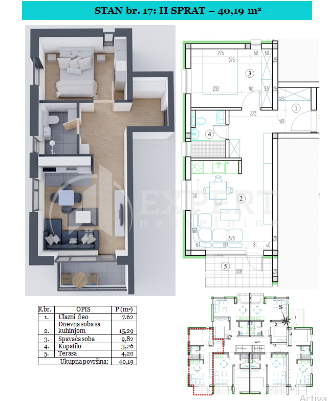 Jednosoban stan, 40.19 m2, Sokobanja ID: p-09532 4