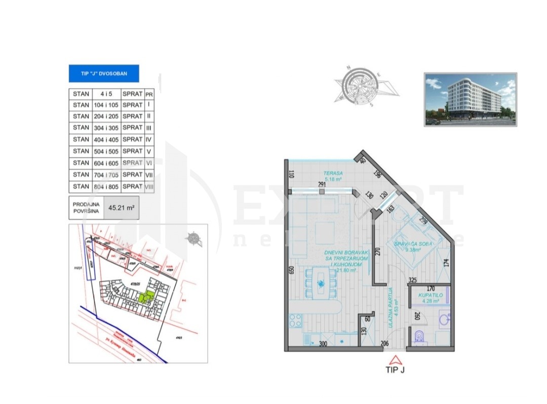 Jednosoban stan, 45.21 m2, Bulevar Nemanjića, Bulevar Nemanjića ID: p-010670 2