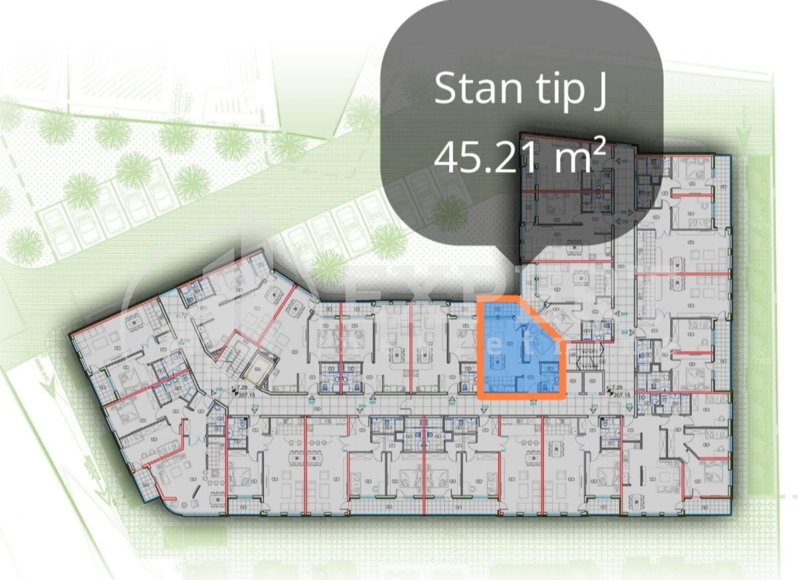 Jednosoban stan, 45.21 m2, Bulevar Nemanjića, Bulevar Nemanjića ID: p-010670 3