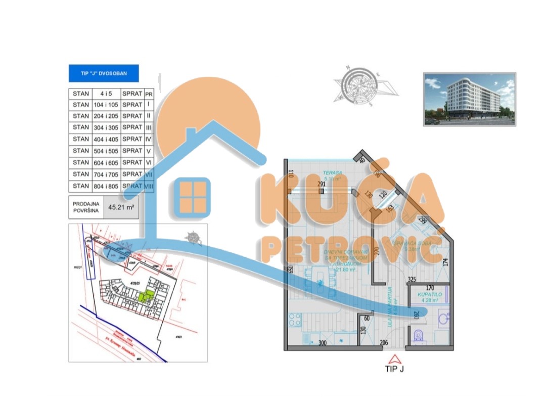 Jednosoban stan, 45.21 m2, Bulevar Nemanjića, Bulevar Nemanjića ID: p-010670 2