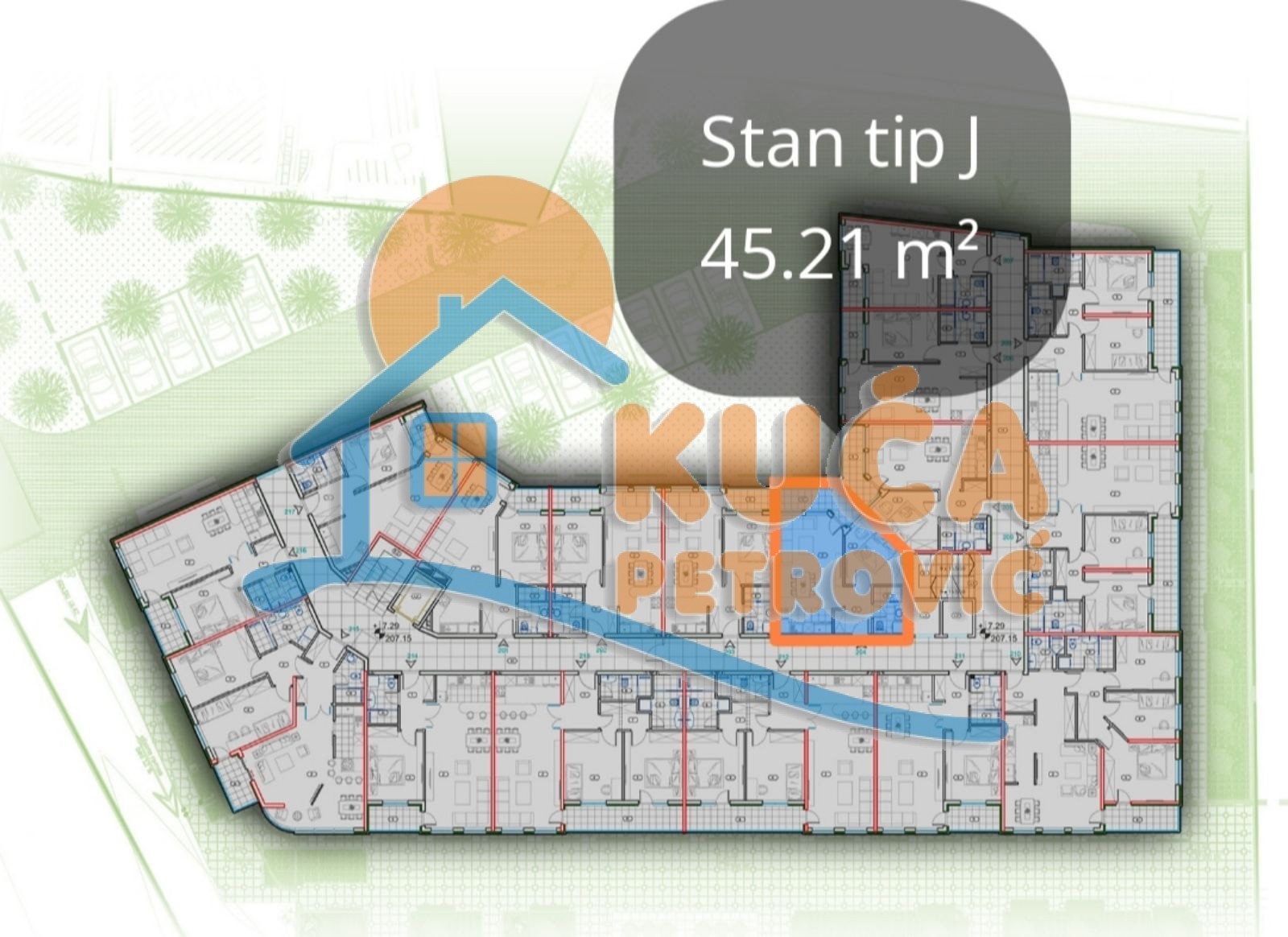 Jednosoban stan, 45.21 m2, Bulevar Nemanjića, Bulevar Nemanjića ID: p-010670 3