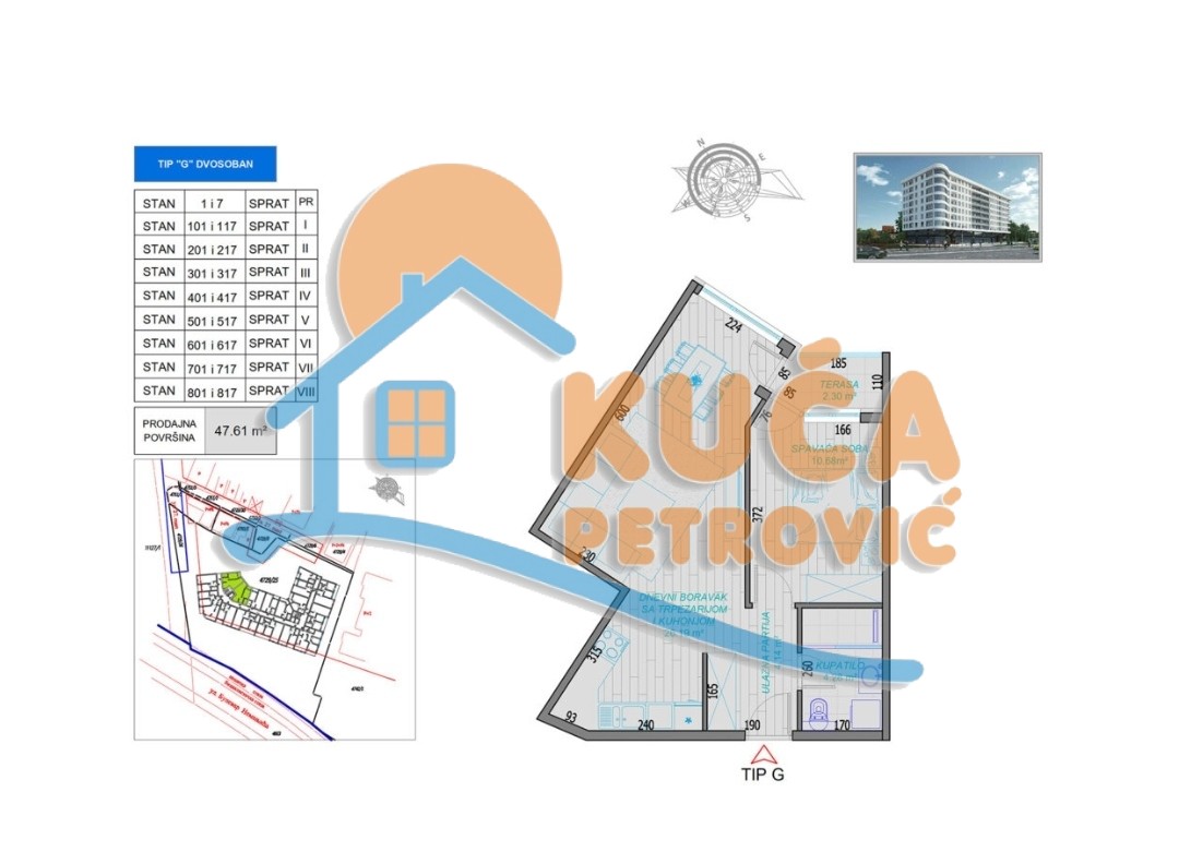 Jednosoban stan, 47.61 m2, Bulevar Nemanjića, Bulevar Nemanjića ID: p-010668 2