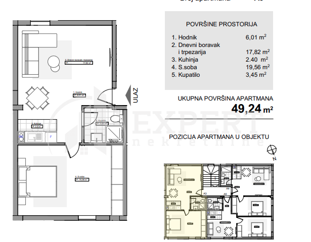 Jednosoban stan, 49.29 m2, Vikend naselje ID: p-07995 12