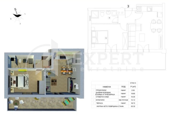 Jednosoban stan, 57 m2, Palilula, Njegoševa ID: p-010025 8