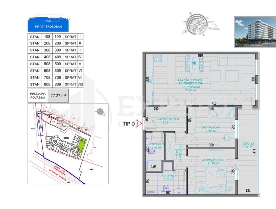 Trosoban stan, 77.27 m2, Bulevar Nemanjića, Bulevar Nemanjića ID: p-010664 2