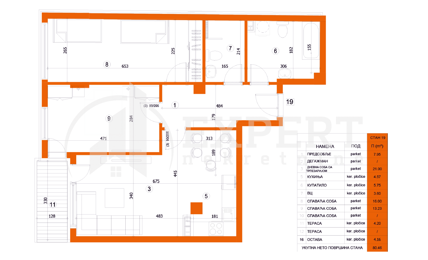 Trosoban stan, 80.46 m2, Crveni Pevac, Bulevar dr Zorana ID: p-05720 5