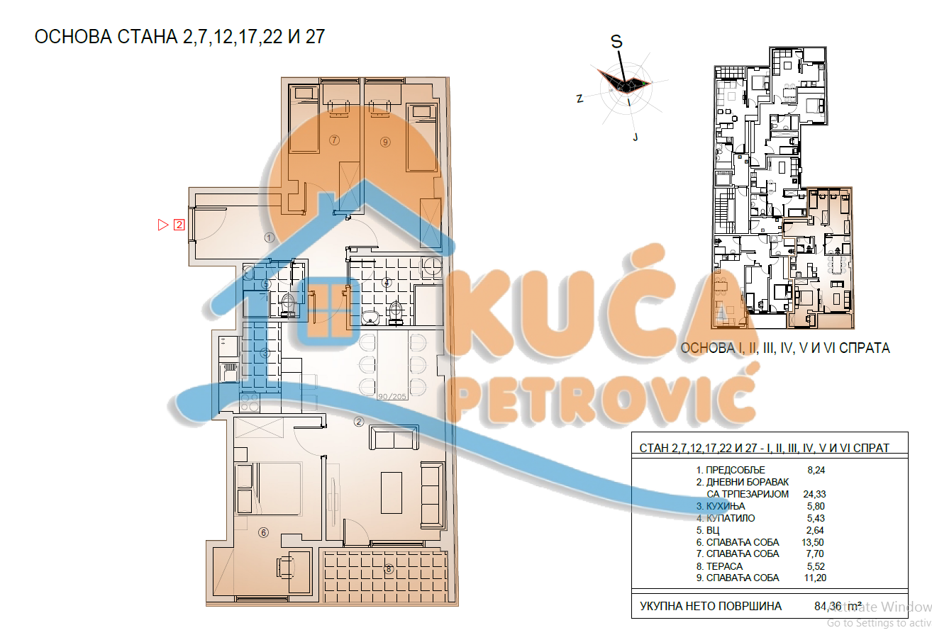 Trosoban stan, 84.36 m2, Centar, Cara Dušana ID: p-09767 2