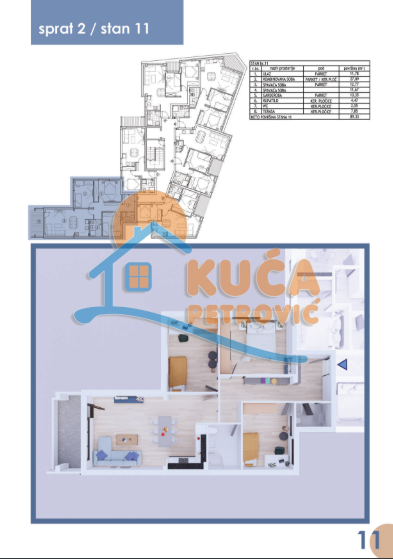 Trosoban stan, 89.33 m2, Centar, Svetosavska ID: p-011649 2