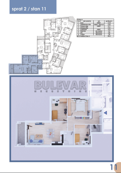 Trosoban stan, 89.33 m2, Centar, Svetosavska ID: p-011649 2