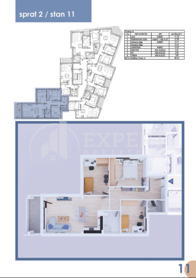 Trosoban stan, 89.33 m2, Centar, Svetosavska ID: p-011649 2
