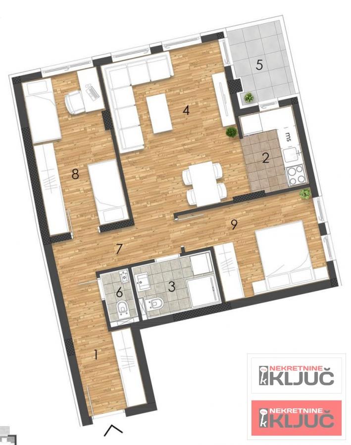 GRBAVICA, 64m2, Trosoban sa pdv 1