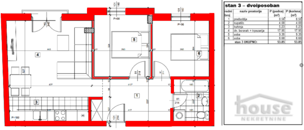 Stan,PETROVARADIN,PETROVARADIN 53m2,117000€ , ID: 1061845 2