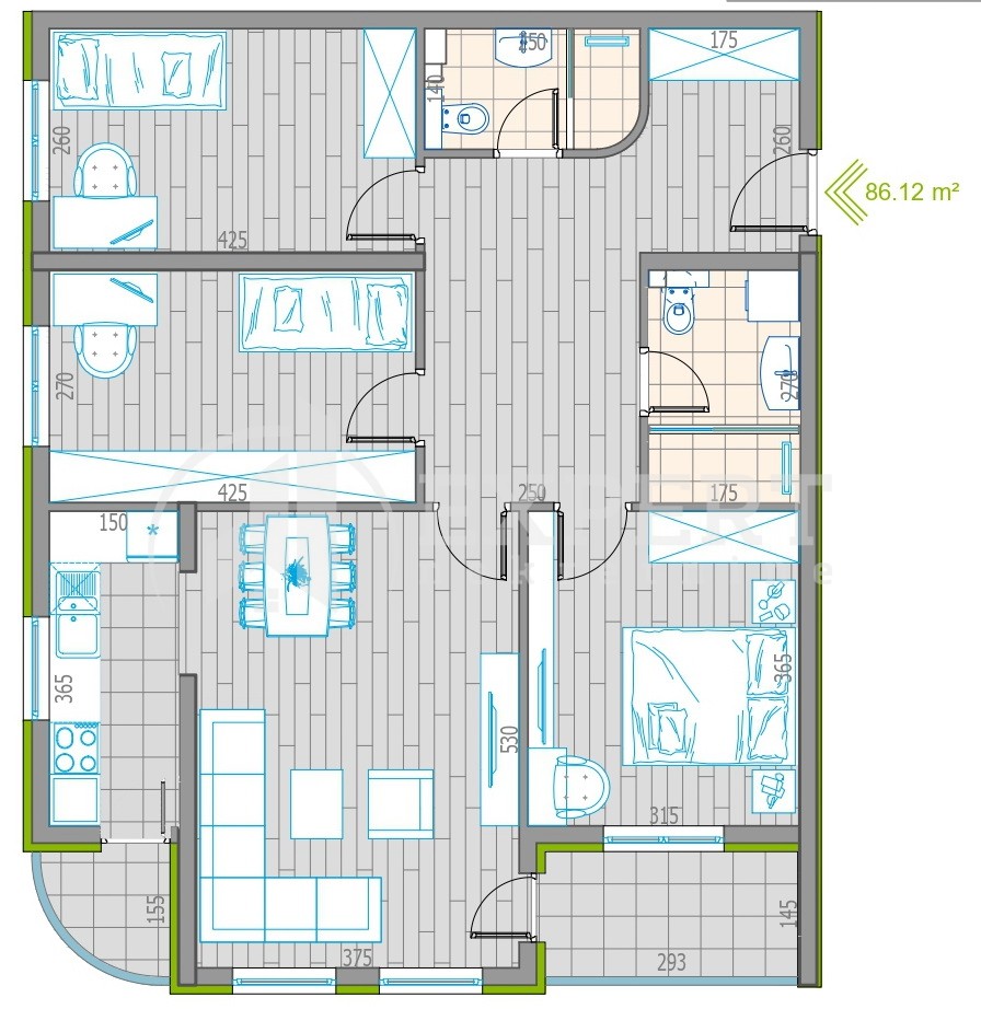 Trosoban stan, 86.12 m2, Centar, Obilićev venac ID: p-011846 2