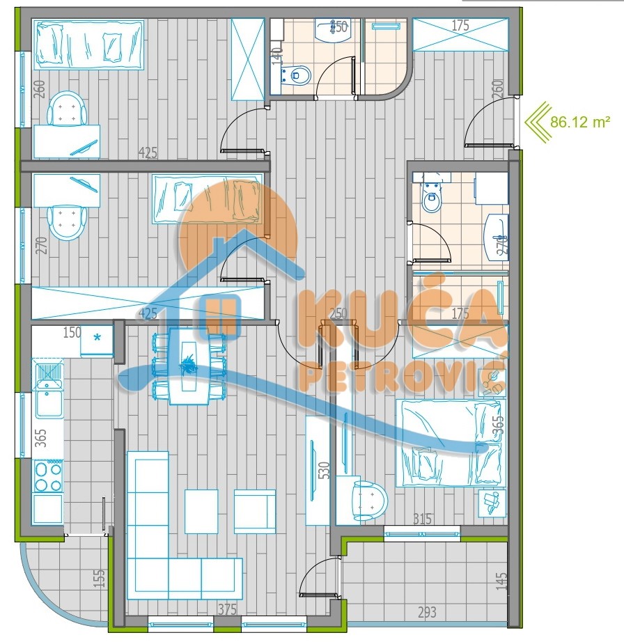 Trosoban stan, 86.12 m2, Centar, Obilićev venac ID: p-011846 2
