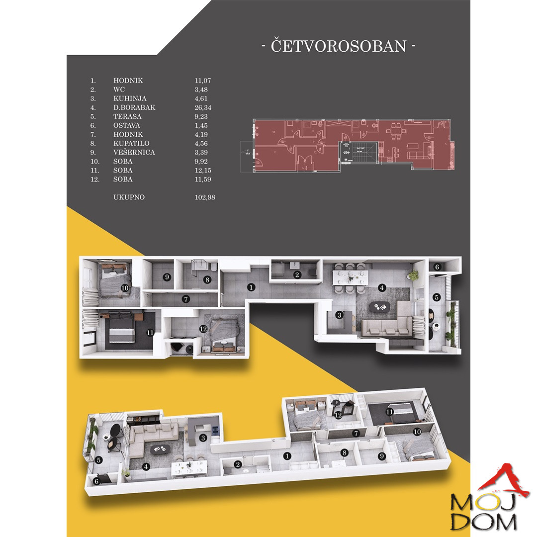 Stan,NOVI SAD,SEVERNI TELEP,kv: 103, € 250850, ID: 1028802 3