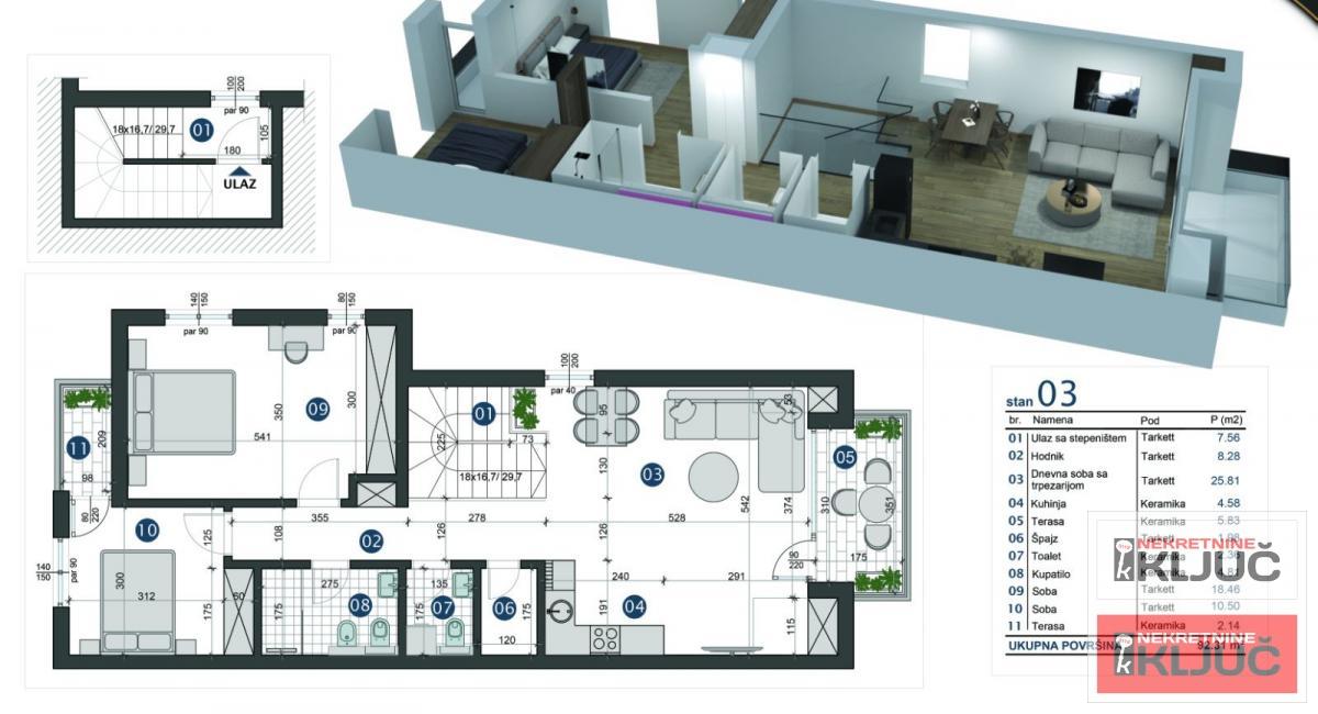 PETROVARADIN-ALIBEGOVAC, 92m2, Trosoban, Nov sa pdv 2