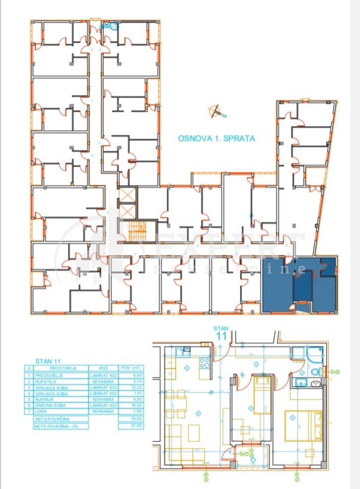 Dvosoban stan, 53.52 m2, Palilula, Mokranjčeva ID: p-012617 7