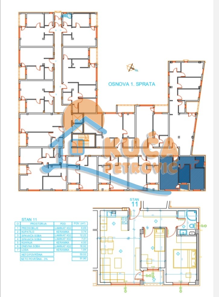 Dvosoban stan, 53.52 m2, Palilula, Mokranjčeva ID: p-012617 7