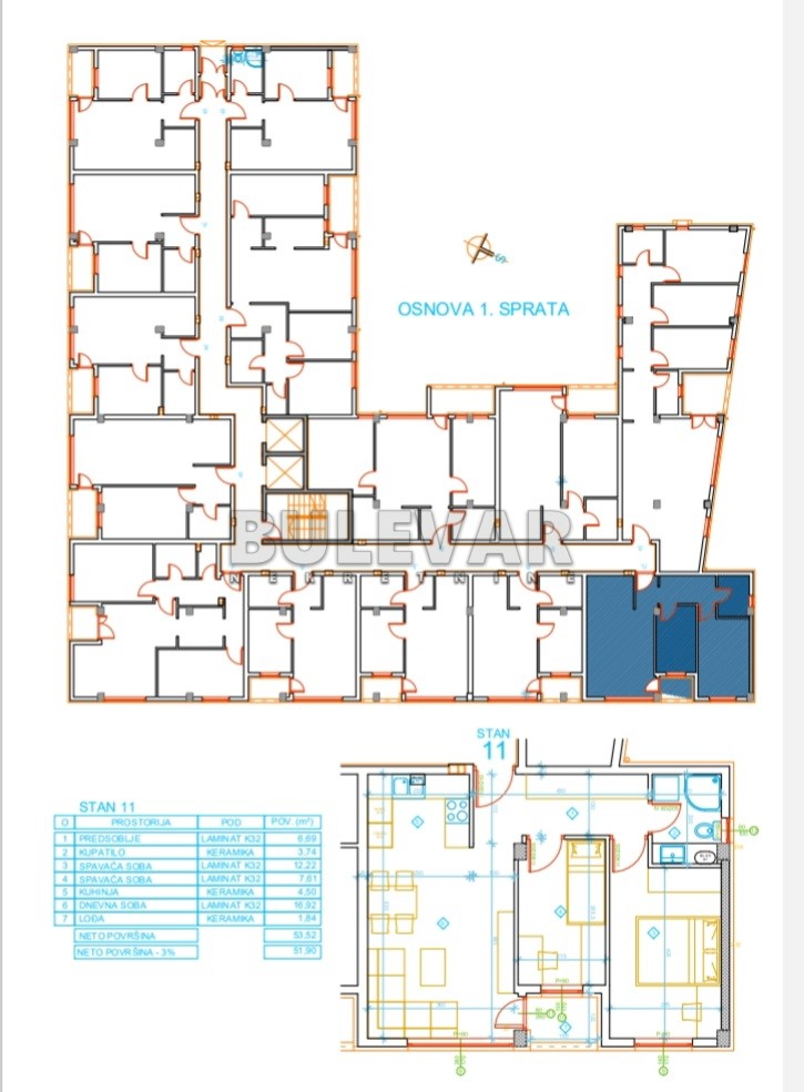 Dvosoban stan, 53.52 m2, Palilula, Mokranjčeva ID: p-012617 7