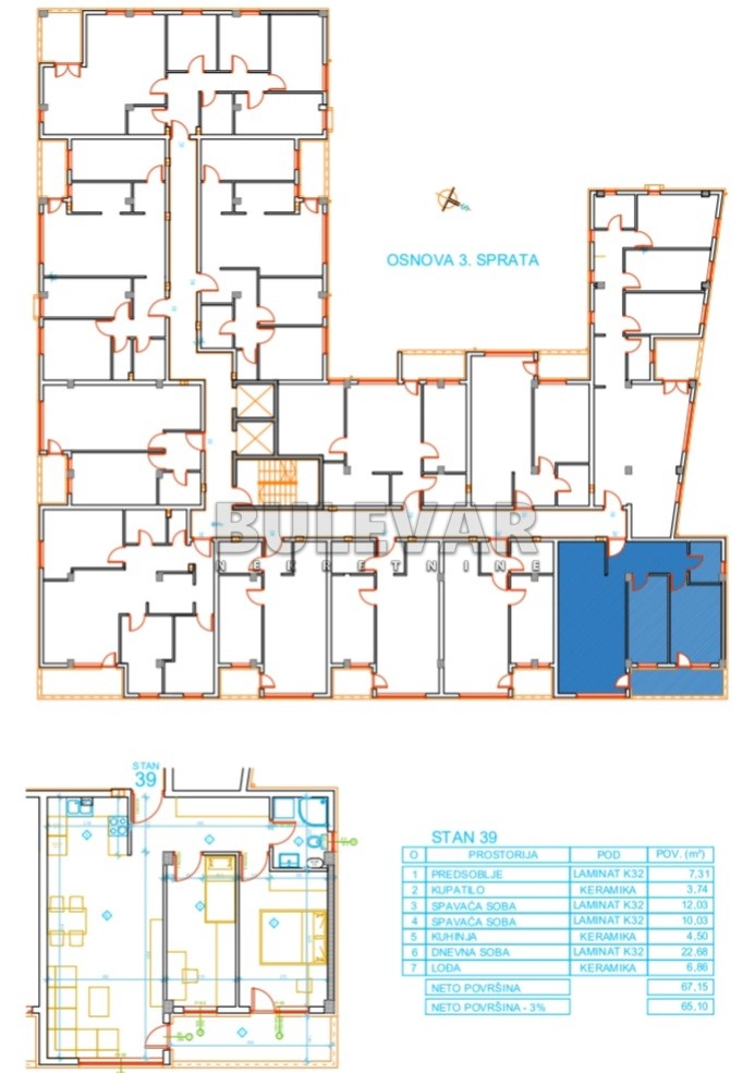 Dvosoban stan, 67.15 m2, Palilula, Mokranjčeva ID: p-012627 7