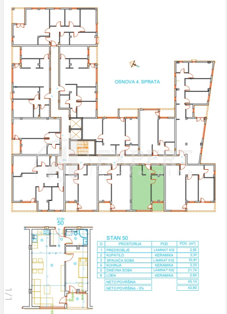 Jednosoban stan, 45.14 m2, Palilula, Mokranjčeva ID: p-012624 7