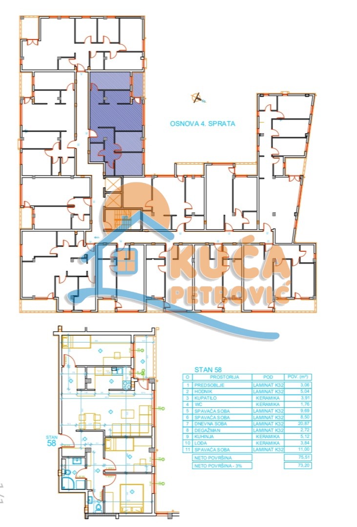 Trosoban stan, 75.51 m2, Palilula, Mokranjčeva ID: p-012626 7