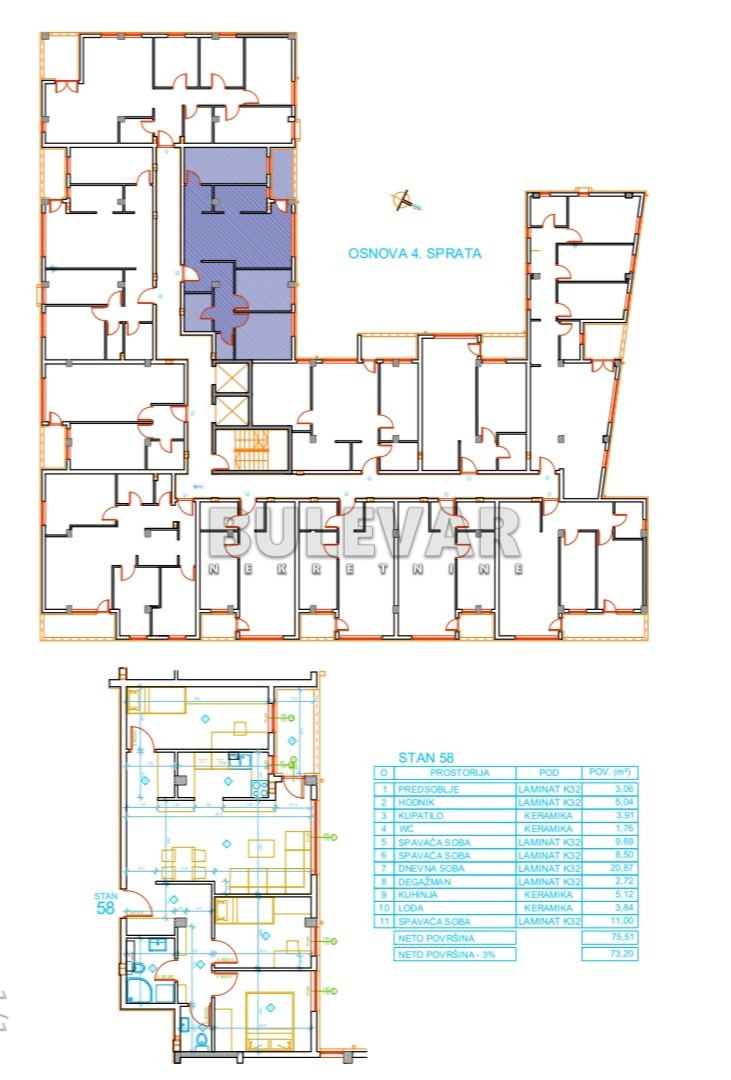 Trosoban stan, 75.51 m2, Palilula, Mokranjčeva ID: p-012626 7