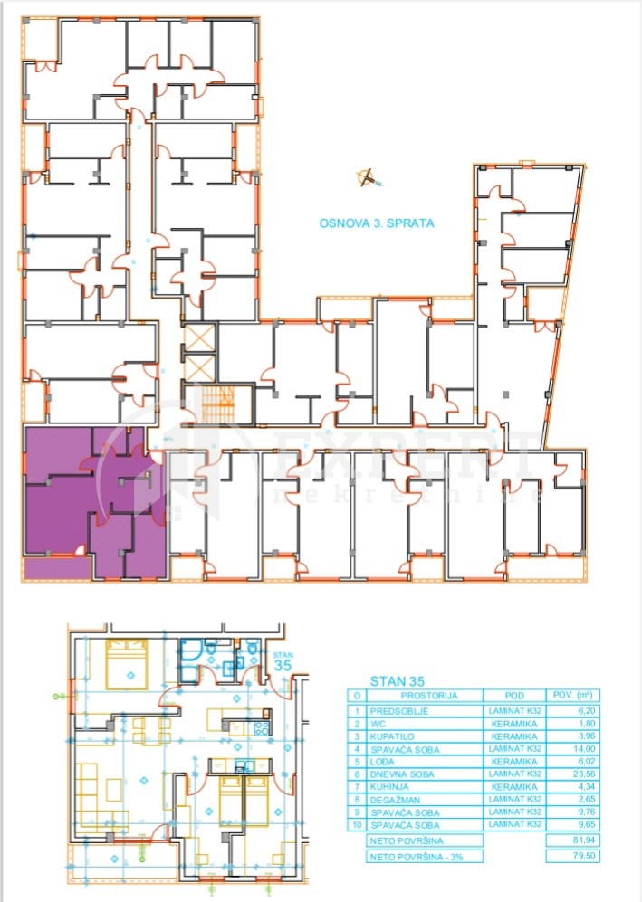 Trosoban stan, 81.94 m2, Palilula, Mokranjčeva ID: p-012621 7