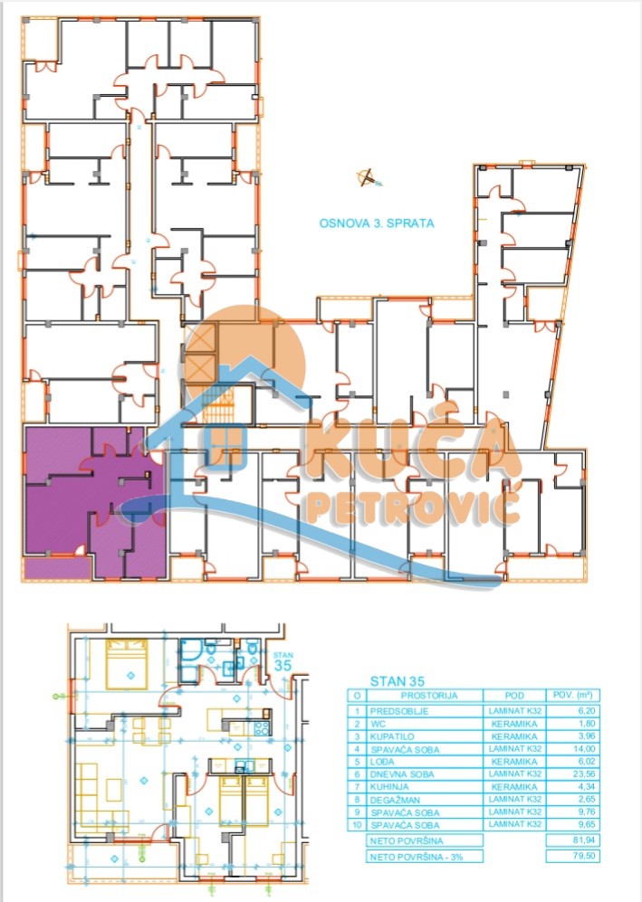 Trosoban stan, 81.94 m2, Palilula, Mokranjčeva ID: p-012621 7