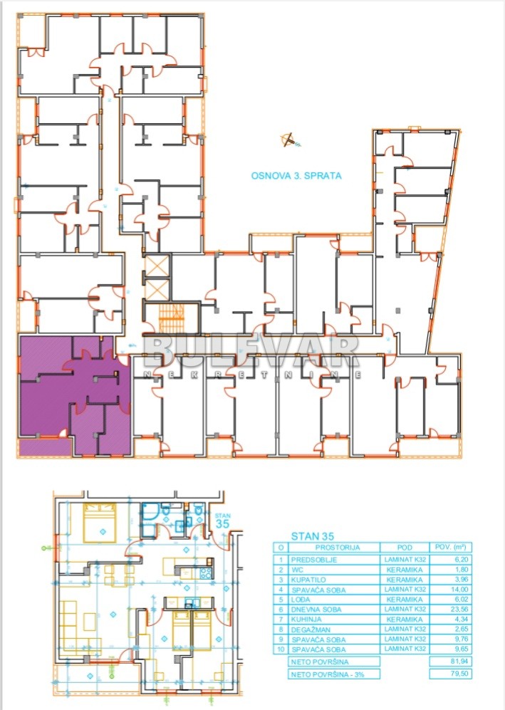 Trosoban stan, 81.94 m2, Palilula, Mokranjčeva ID: p-012621 7