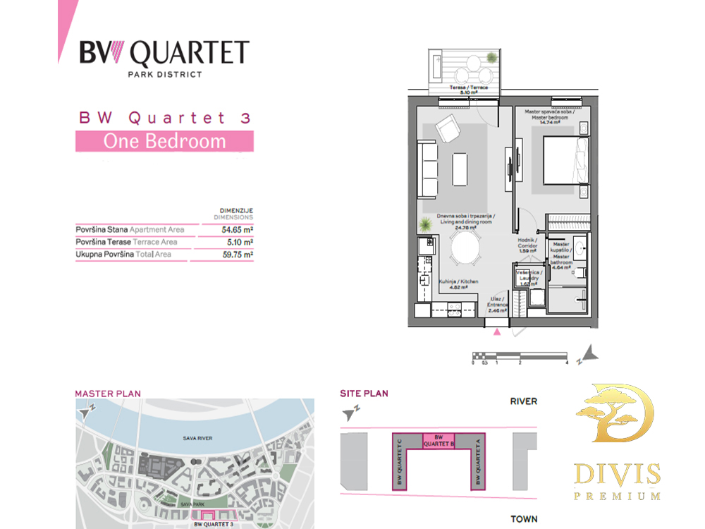 Na prodaju dvosoban stan  BW Quartet 3  59m2 4