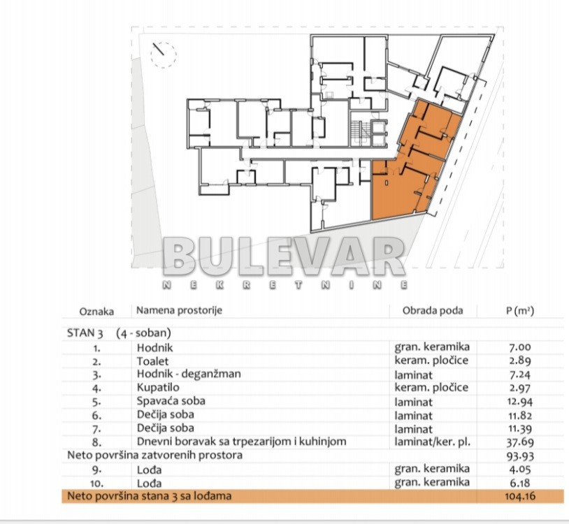 četvorosoban stan, 104.16 m2, Centar, Prvomajska ID: p-012969 3