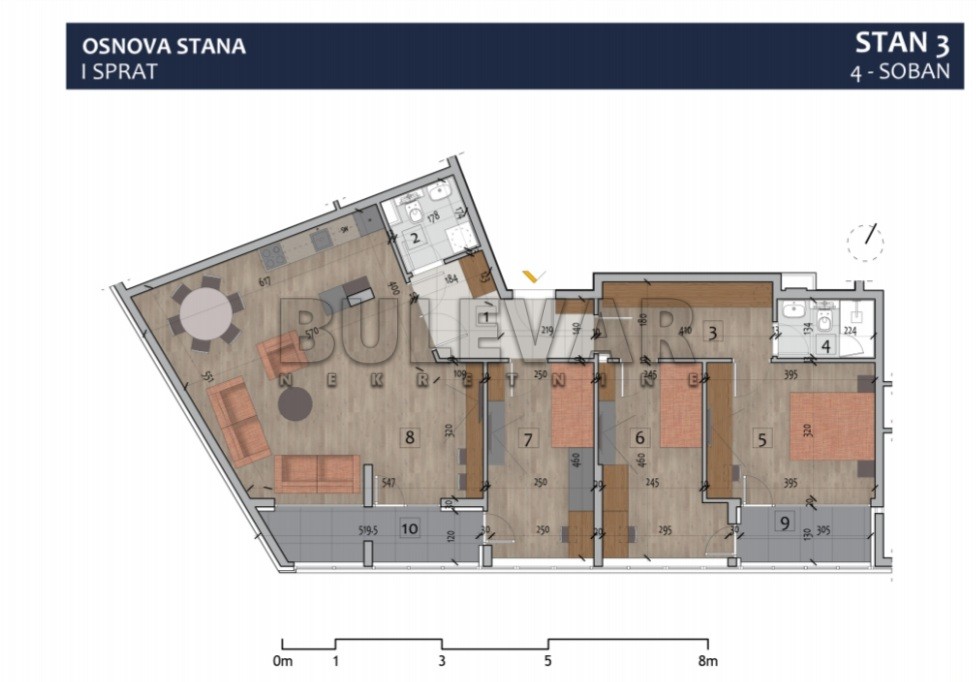 četvorosoban stan, 104.16 m2, Centar, Prvomajska ID: p-012969 4