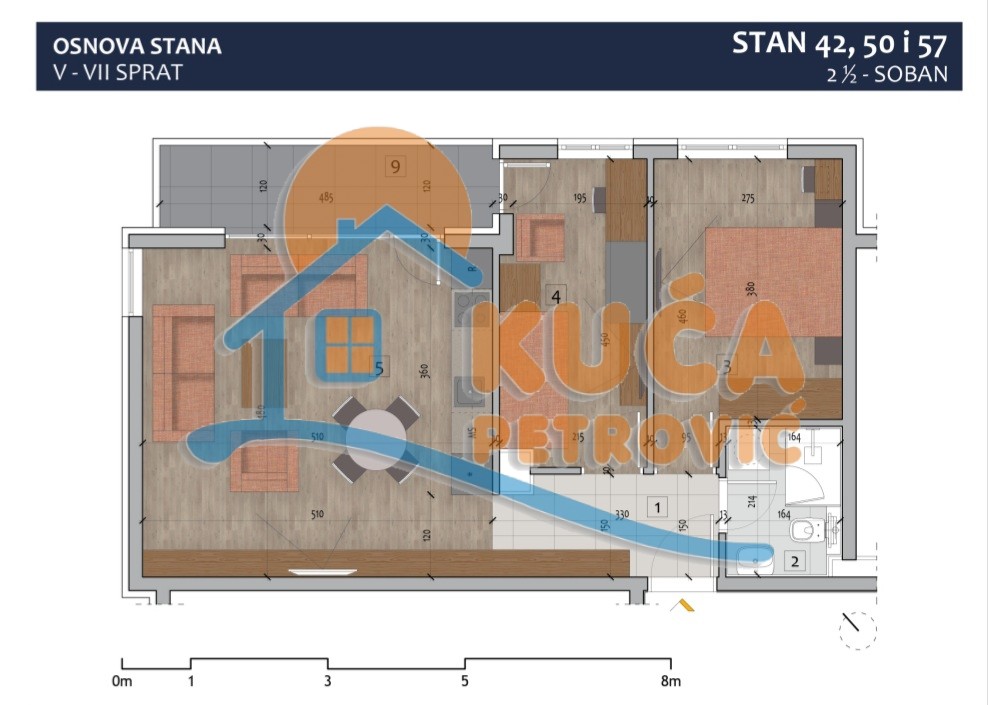 Dvosoban stan, 59.31 m2, Centar, Prvomajska ID: p-012984 3