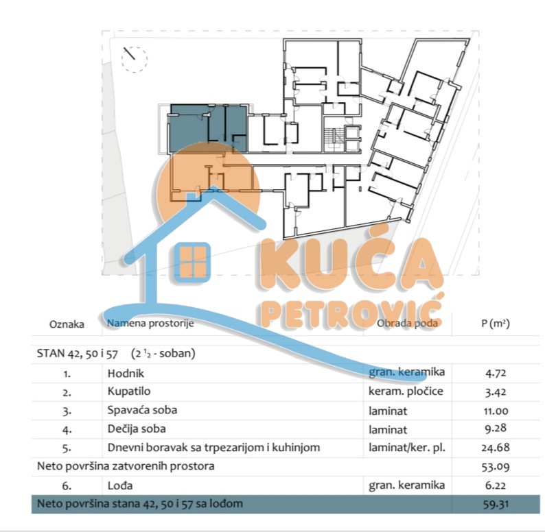 Dvosoban stan, 59.31 m2, Centar, Prvomajska ID: p-012984 4