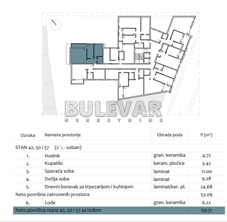 Dvosoban stan, 59.31 m2, Centar, Prvomajska ID: p-012984 4