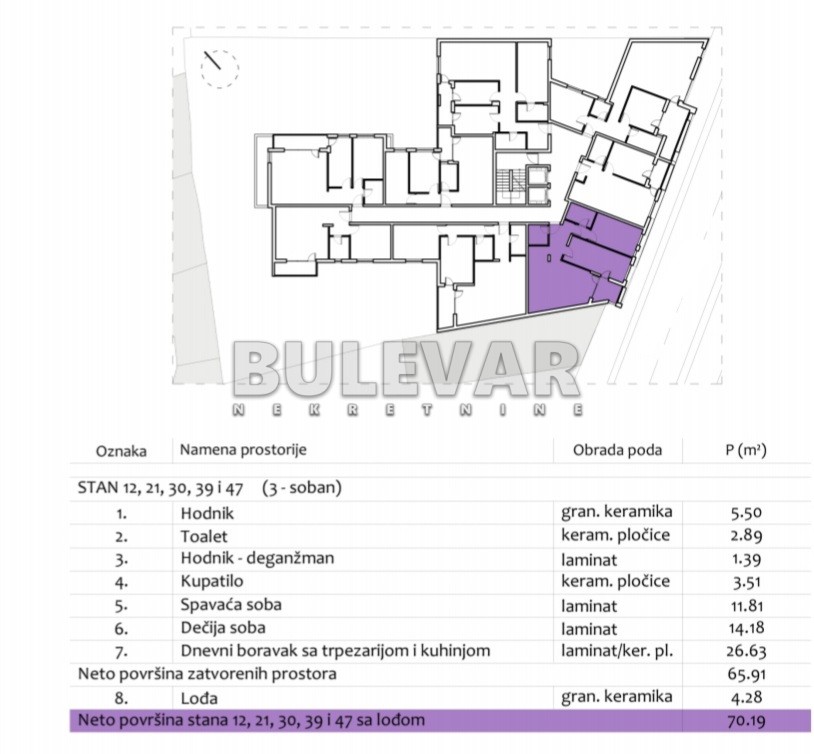 Trosoban stan, 70.19 m2, Centar, Prvomajska ID: p-012980 3