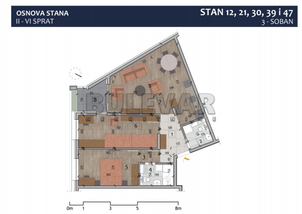 Trosoban stan, 70.19 m2, Centar, Prvomajska ID: p-012980 4