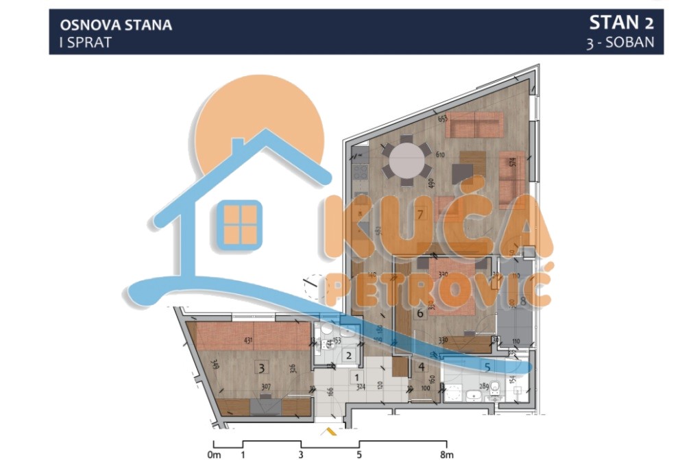 Trosoban stan, 73.82 m2, Centar, Prvomajska ID: p-012968 4