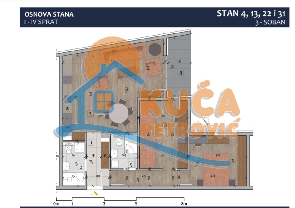 Trosoban stan, 76.23 m2, Centar, Prvomajska ID: p-012972 4