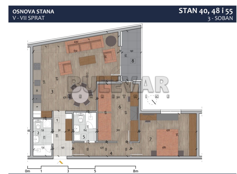 Trosoban stan, 78.1 m2, Centar, Prvomajska ID: p-012981 4